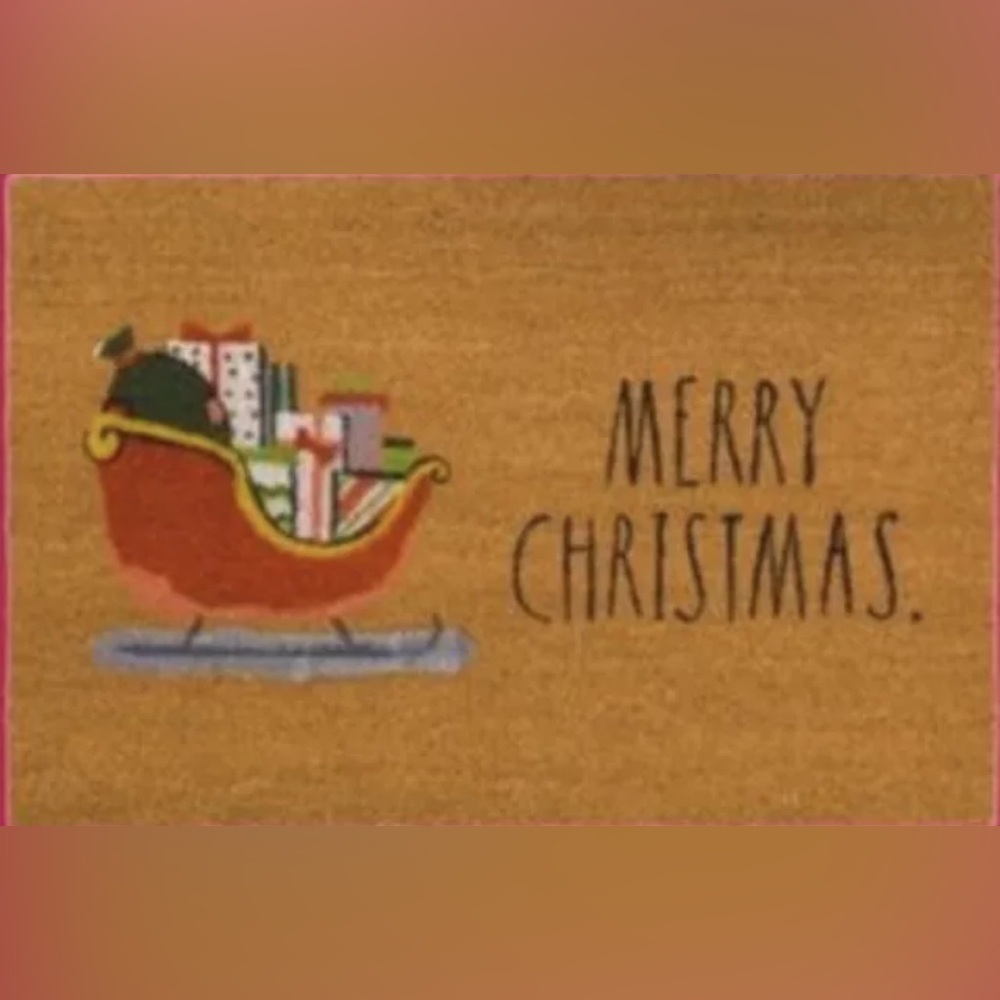 NWT Rae Dunn Holiday Festive “Merry Christmas” Doormat/Outdoor Rug Sleigh